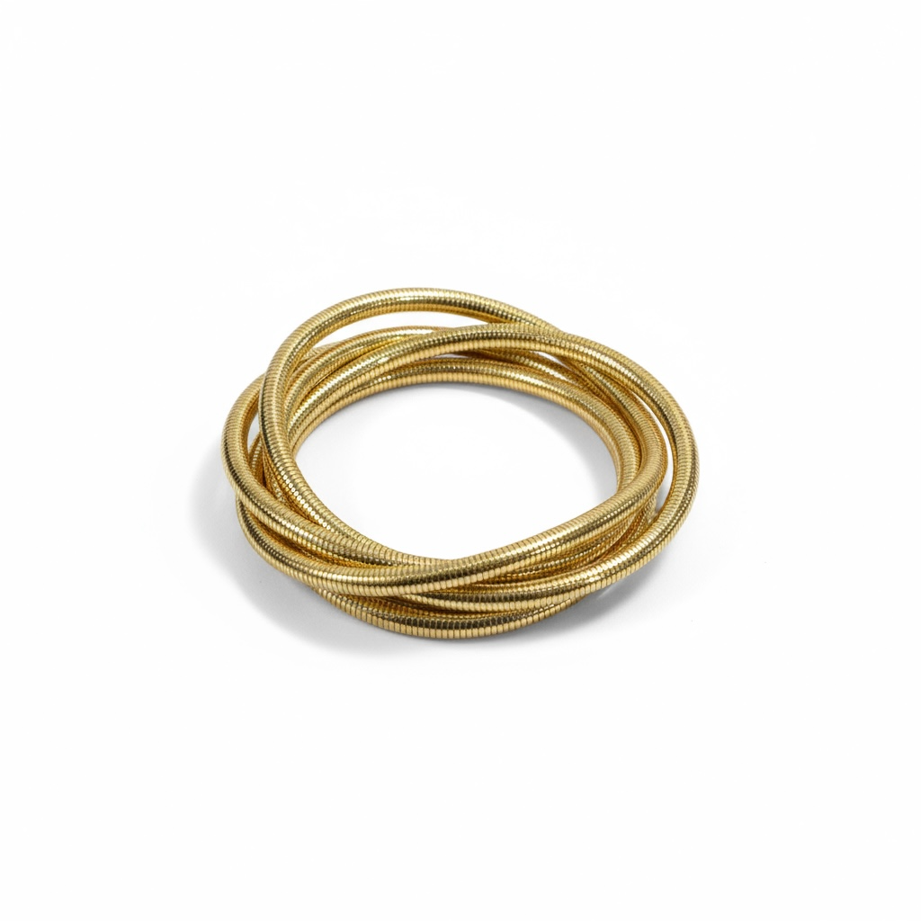 Gold Coil Bangle Bracelet – Flexible Stacked Twist Bracelet